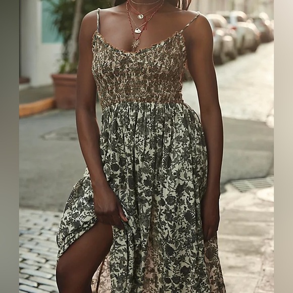 Free People Sweet Nothings Smocked Floral Gauze Midi Dress - Picture 3 of 6